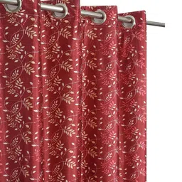 GEET CREATIONS Softy-Bail Maroon & White 2 Pieces Printed Room Darkening Window Curtains image 2