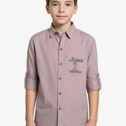 CHARCHIT Boys Comfort Relaxed Fit Typography Printed Spread Collar Cotton Casual Shirt-picture-35