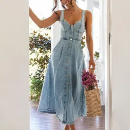 MIAKEE Women Denim Maxi Dress-picture-22