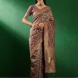 Maroosh Floral Woven Design Zari Banarasi Saree-picture-32