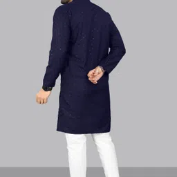 stylevault Men Embroidered Cotton Rayon A-line Kurta image 4