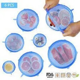 ablue clipper Transparent Stretchable Silicon lid set for Food and Fruits 35.4 inch Lid Set, Pack of 6 image 4