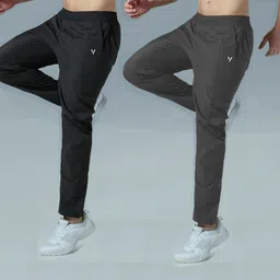 vitaan Men Solid Black, Grey Track Pants-picture-19
