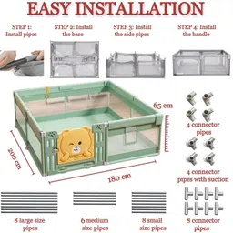 chekido Playpen for Baby Kids Foldable Play Yard with Safety Fence Lock Mat Balls image 2