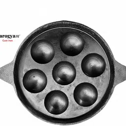 aarogyam Cast Iron Paniyaram Pan 7 Cavity Smooth Pits. Ferrolite Series. Paniarakkal 1 L capacity 20 cm diameter-picture-35