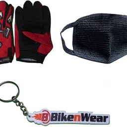 1 Knighthood Gloves-Red, 1 Pollution Mask-Black, 1 Bikenwear Keyring Combo-picture-23