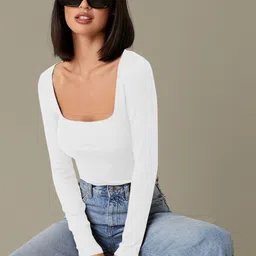 dream beauty fashion Casual Regular Sleeves Solid Women White Top image 3