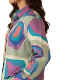 l fab tex Women Relaxed Fit, Comfort Fit Fit Printed Built-up Collar Casual Shirt image 3