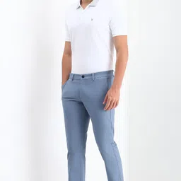 allen solly Men Regular Fit Blue Cotton Blend Trousers image 2