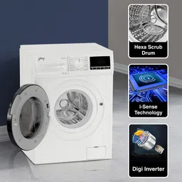 godrej 6 kg 5 Star, Digi-Inverter With Steam Wash & 1000 RPM Spin Speed Fully Automatic Front Load Black, White image 2