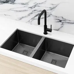 migsa HANDMADE KITCHEN SINK 37" X 18" X 10" INCH DOUBLE BOWL SOUND-PROOF MATT FINISH 37' X 18" X 10" DOUBLE BOWL HANDMADE KITCHEN SINK SOUND PROOF ( MATT FINISH ) Vessel Sink image 5
