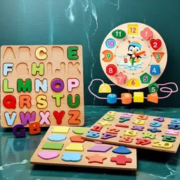 vhd Alphabet, Number, Shape & Clock Wooden Puzzle Toy for Kids Learning GG28-picture-43