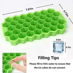 dreamy delights Ice Cube Tray with Silicon Ice Mold Trays Flexible Silicone Honeycomb Design Green Silicone, Plastic Ice Cube Tray image 2