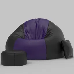 comfybean 4XL Premium, Designer - SplitShade Sofas With Free Cushion and Puffy-Purple-Black Teardrop Bean BagWith Bean Filling image 2