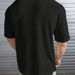 stockton Oversized Men Printed Round Neck Polycotton Black T-Shirt image 2