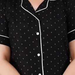 alecia fastion Women Shirt & Pyjama set Black Printed image 4