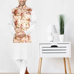 fabwax Men Cotton Blend Kurta Pyjama Ethnic Jacket Set-picture-28