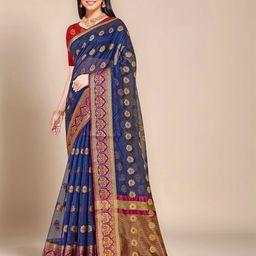 Anouk Rustic Ethnic Motifs Zari Organza Taant Saree-picture-44