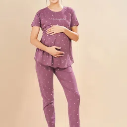 PASTEL CLIP Women Maternity Printed Night suit-image-58