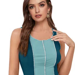 SHOPONBIT Women Colourblocked Round Neck Crop Top-image-45