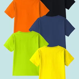 KUCHIPOO Boys Pack Of 5 Typography Printed Round Neck Short Sleeves Cotton T-shirt image 5