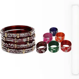 SOMIL Women Set of 28 Maroon Glass Bangle-picture-29