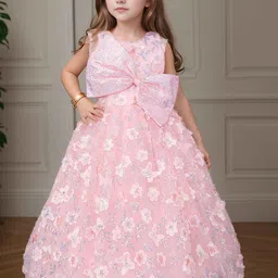 Lagorii Girl Party Wear Gown With Sequin Flowers And Giant Bow-picture-16