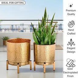Kuber Industries Yellow 2-Pcs Flower Pot image 2