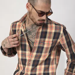 VASTRADO Men Classic Slim Fit Checked Casual Shirt-image-79