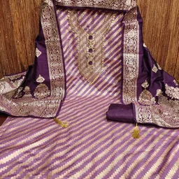 kalini Lavender Banarasi Jacquard With Gota Patti Work Unstitched Dress Material image 2