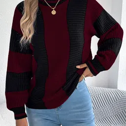 StyleCast x Revolte Women Colourblocked Round Neck Pullover image 3
