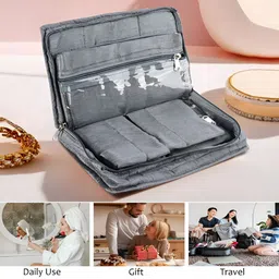 Myntra Elegant Homes Grey & Pink 2 Pieces 7-Compartments Jewellery Organisers image 2