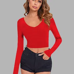 Dream Beauty Fashion Women V-Neck Fitted Crop Top-picture-11