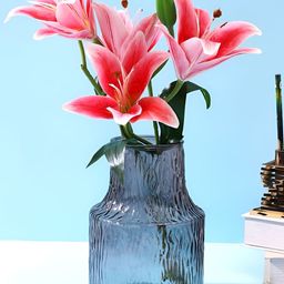 myntra elegant homes TAYHAA Twilight Ripple Blue Textured Glass Flower Vase-picture-21