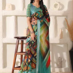 SHIVAM FABRICS Printed Zari Pure Cotton Saree image 5