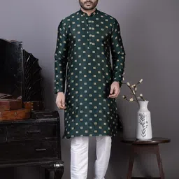 PulseIQ Men Jacquard Straight Kurtas image 5
