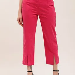 ELLE Women Mid Rise Cotton Trousers-image-6