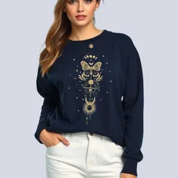 SALUJA FABRICS Women Printed Round Neck Sweatshirt-picture-14