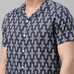 Bushirt Geometric Printed Cuban Collar Shirt & Shorts image 2