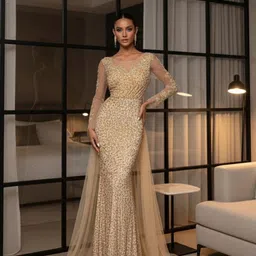 bebe Women Embellished Round Neck Gown Maxi Dress-image-84