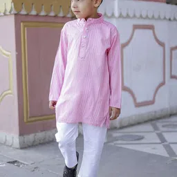 Stuffie Land Boys Striped Regular Pure Cotton Kurta with Pyjamas-picture-4