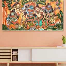 nestroots Brown & Green Majestic Horses in Dramatic Flight Canvas Wall Painting-image-95