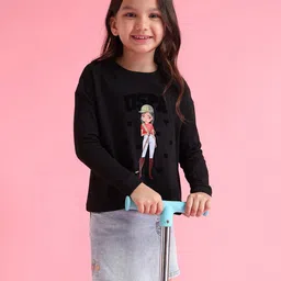 U.S. Polo Assn. Kids Girls Drop-Shoulder Sleeves Pure Cotton Applique T-shirt image 1