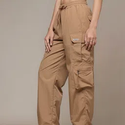 FELLAMO Women Relaxed Straight Leg Loose Fit High-Rise Easy Wash Cargos Trousers image 2