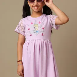 Kids Ville Girls Frozen Printed Pure Cotton Dress-image-92