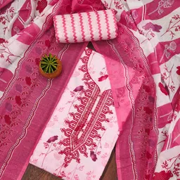 Maroosh Floral Embroidered Cotton Sequinned Unstitched Dress Material-picture-25