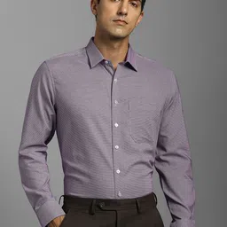 Louis Philippe Textured Spread Collar Regular Fit Cotton Formal Shirt-image-16