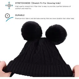 Adorazone Kids Unisex Woolen Winter Beanie Hat with Pom Pom image 3