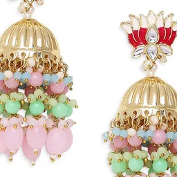 Anouk Kundan Studded & Beads Beaded Meenakari Jadau Dome Shaped Jhumkas image 2