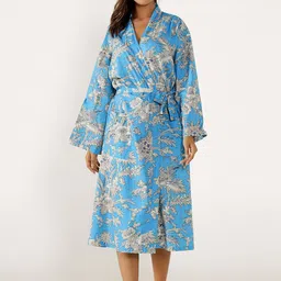 HANDICRAFT PALACE Monkey Printed Pure Cotton Bath Robe-image-68